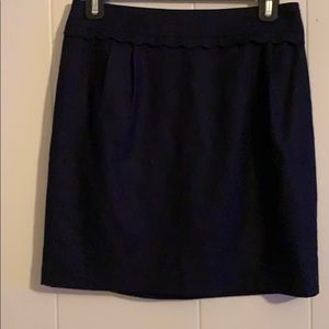 EUC J.Crew 100% wool navy scalloped skirt